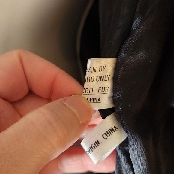 Tibetan lamb mongolian dyed rabbit fur black coat Hong Size medium Jacket Winter - Picture 13 of 16